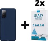Siliconen Backcover Hoesje Samsung Galaxy A41 Blauw - 2x Gratis Screen Protector - Telefoonhoesje - Smartphonehoesje
