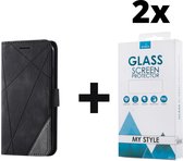 Bookcase Hoesje Patroon Met Pasjeshouder Samsung Galaxy A21s Zwart - 2x Gratis Screen Protector - Telefoonhoesje - Smartphonehoesje