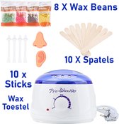 La Aster Wax Apparaat - Ontharingsapparaat - Ontharen Lichaam - 8 X Wax-Beans - Wax Heater - 10 Spatels en 10 Neussticks