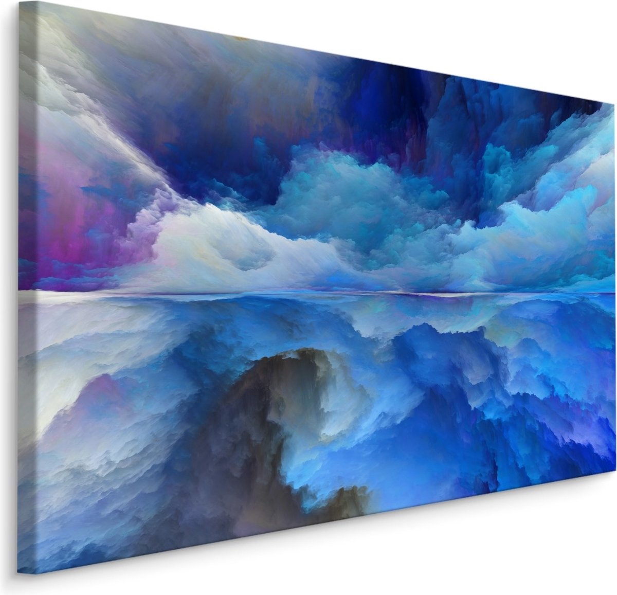 karo-art Schilderij - Abstracte reflectie van Wolken, premium print Multikleur