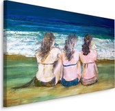 Schilderij - Drie Vrouwen aan Zee, Premium Print