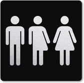 Pictogram Toiletten gender neutraal - pictogrammen - zwart -  deurbordje - 10 x 10 cm - zelfklevend - vierkant