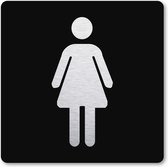 Pictogram Toilet dames - pictogrammen - zwart -  deurbordje - 10 x 10 cm - zelfklevend - vierkant