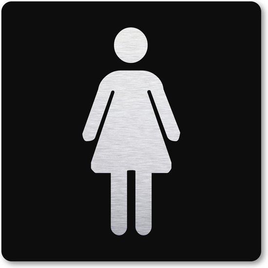 Foto: Pictogram toilet dames pictogrammen zwart deurbordje 10 x 10 cm zelfklevend vierkant