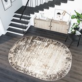 Tapiso Breeze Vloerkleed Ovaal Beige Abstract Modern Woonkamer Tapijt Maat- 120x170