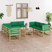 Decoways - 9-delige Loungeset met kussens geïmpregneerd grenenhout