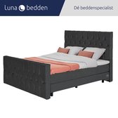 Luna Bedden - Boxspring Skye - 180x220 Compleet Antraciet Gecapitonneerd