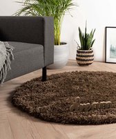 Rond hoogpolig vloerkleed - Cozy Shaggy - bruin 200 cm rond