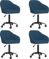 vidaXL Eetkamerstoelen draaibaar 4 st fluweel blauw