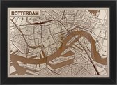 Houten gegraveerde stadskaart - Rotterdam