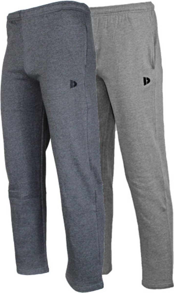 2-Pack Donnay - Joggingbroek rechte pijp (Wess) - Sportbroek - Heren - Charcoal-marl/Silver-marl (260) - maat S