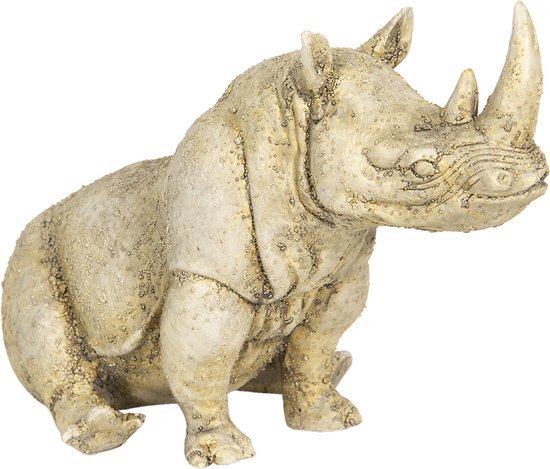 Decoratie Beeld Neushoorn 27*15*17 cm Beige Kunststof Decoratief Figuur Decoratieve Accessoires Woonaccessoires