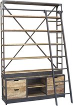 Boekenkast | industrieel | hout | naturel | 160 x 45 x 246(h) cm