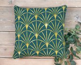 [Sierkussen] [Satijn] Emerald green gold Art Deco , formaat is 45x45 CM [Interieur] [Decoratie]