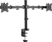 Cavus Monitor Standaard geschikt voor Twee Dubbele 17 - 32 Inch Schermen t/m 8 Kg - Draaibare en kantelbare arm met 360° rotatie - Eenvoudig klemsysteem - Zwart