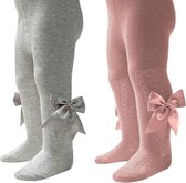 Soft Touch - 2 Baby Maillots met Strik - Grijs & Dusty Pink - Maat 74