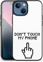 Hoesje Geschikt voor iPhone13 mini Leuk TPU Back Case met Zwarte rand Finger Don't Touch My Phone