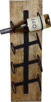 Wijnrek van Mangohout - Wijnrek Hangend - Industrieel - Wijnflessen Rek - Metaal - 64 cm