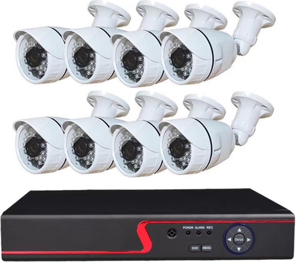 Compleet Camera Beveiliging Set met 8 Camera - Bedraad - + 2TB HDD - Beveiligingscamera Buiten - Bewakingscamera - CCTV