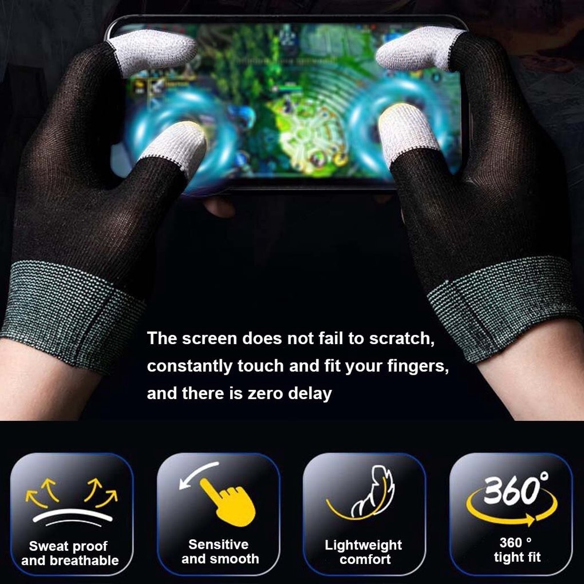 Gants de Jeu Mobile anti-transpiration pour écran tactile
