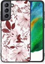 GSM Hoesje Samsung Galaxy S21FE Silicone Back Case met Zwarte rand Watercolor Flowers
