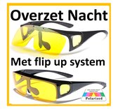 XL overzet nachtbril met flip up systeem - auto bril - polarized ( gepolariseerd ) / Auto avond bri Inclusief hoesje