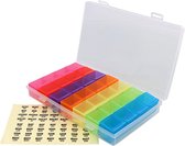 Pillendoos - Pillendoosje - Box - Pillenbox - Doosje - Met vakjes - Stickers voor dagen van de week - Met indicatiekleuren - Met dagaanduiding - Medicijnendoosje