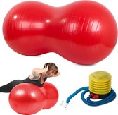 Fitness gymbal - Yoga bal - inclusief pomp -  pinda grote bonen - Lengte 90 cm - Rood