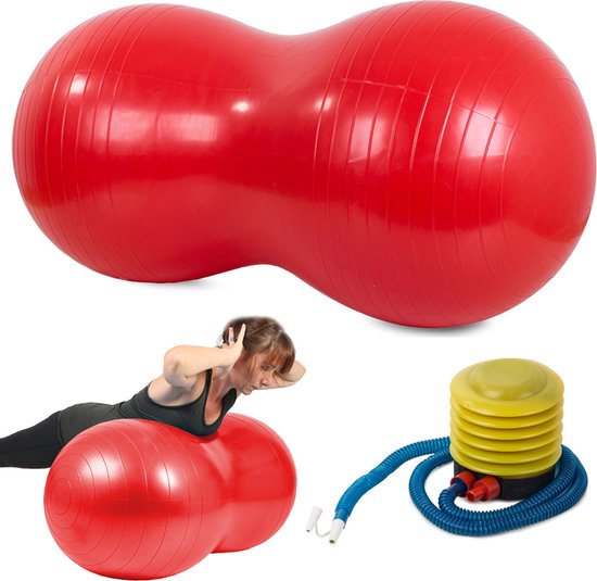 Fitness gymbal - Yoga bal - inclusief pomp pinda grote bonen - Lengte 90 - Rood | bol.com