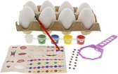Paaseieren knutselset Pasen - Wit / Multicolor - Kunststof / Karton - Set van 20 - Knutselen - Pasen - Ei - Paasei - Eitjes - DIY - Creatief