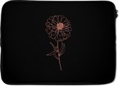 Laptophoes 13 inch - Bloemen - Pastel - Roze - Laptop sleeve - Binnenmaat 32x22,5 cm - Zwarte achterkant