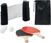 Tafeltennis set - Inclusief 2 tennistafel batjes, 1 uitschuifbaar tennistafel net en 3 tafeltennis ballen - Inclusief 2 tennistafelbatjes, 1 tennistafelnet, 3 tennistafelballen