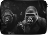 Laptophoes 13 inch - Twee gorilla's en vlinders in de jungle - zwart wit - Laptop sleeve - Binnenmaat 32x22,5 cm - Zwarte achterkant
