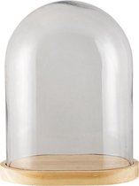 Stolp 27*19*31 cm Transparant Hout, Glas Ovaal Glazen Stolp