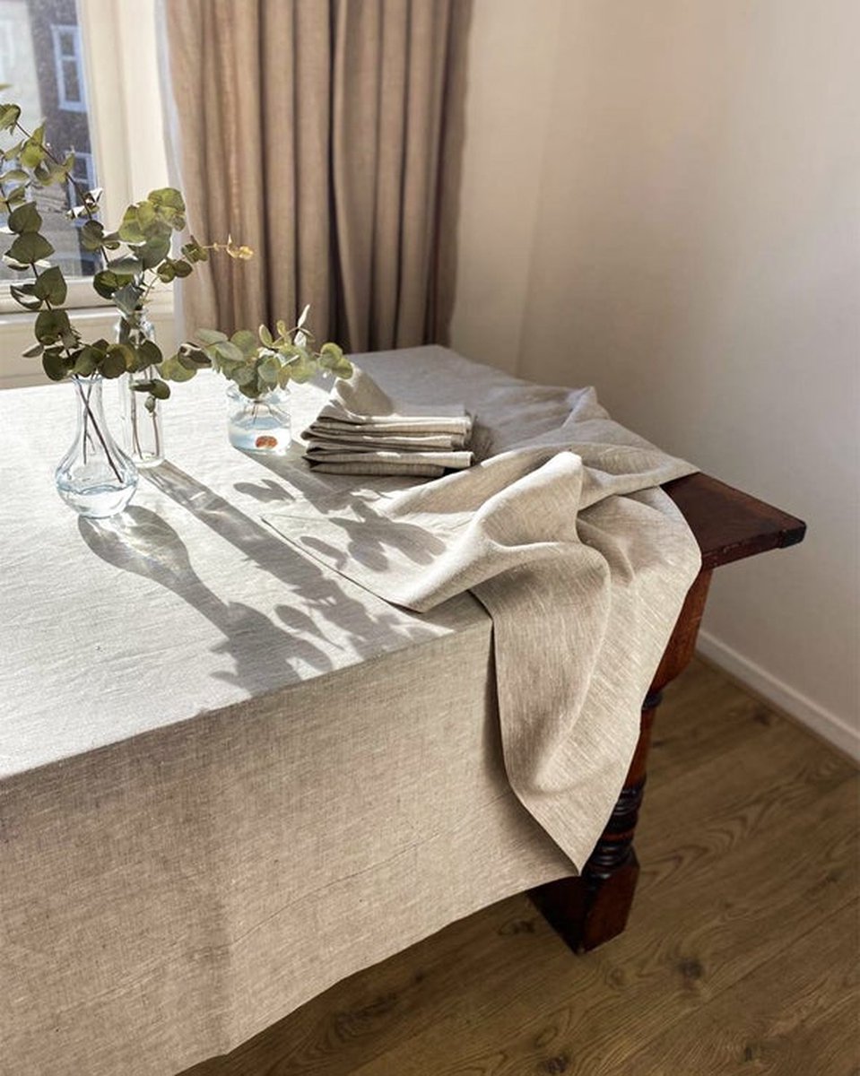 VANLINNEN - Linen Flax tablecloth - natural 100% linen - 180cm x 430cm - natuurlijk linnen tafelkleed