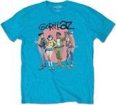 Gorillaz Heren Tshirt -M- Group Circle Rise Blauw