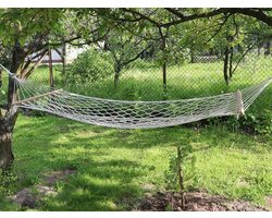 1 Persoons Weide Hangmat Van Gewoven Touw 190 met touwtjes 265cm breedte 100