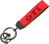 Alcantara Auto Sleutelhanger 'GTI' - Geschikt voor Volkswagen GTI / Golf GTI / Golf R - Rood Alcantara Look - Keychain Sleutel Hanger Cadeau - Auto Accessoires