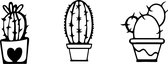 3- delige Cactus Wall Art by Cutting Edge Design -- Tags: Cacti Cartoon Kader Bloempot Flowerpot Botanic Natuur Tekening Bloemen Cadeau Geschenk  Flowers Forest Bos Fris Natuur Len