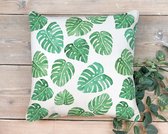 [Sierkussen] [Satijn] Monstera bladeren, formaat is 60x60 CM [Interieur] [Decoratie]