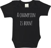 Rompertjes baby - A champion is born! - maat 56 - korte mouwen - baby - baby kleding jongens - baby kleding meisje - romper - rompertjes baby met tekst - kraamcadeau meisje - kraam