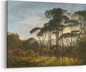 Schilderij op Canvas - 60 x 45 cm - Italiaans landschap met parasoldennen - Kunst - Hendrik Voogd - Wanddecoratie - Muurdecoratie - Slaapkamer - Woonkamer
