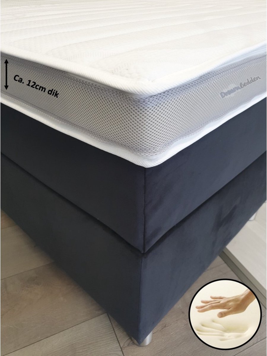 dreambedden Topper 160x210 - Zacht Medisch - Nasa Traagschuim - Prestige Aegis - Anti Allergie - Ca. 12cm dik Wit