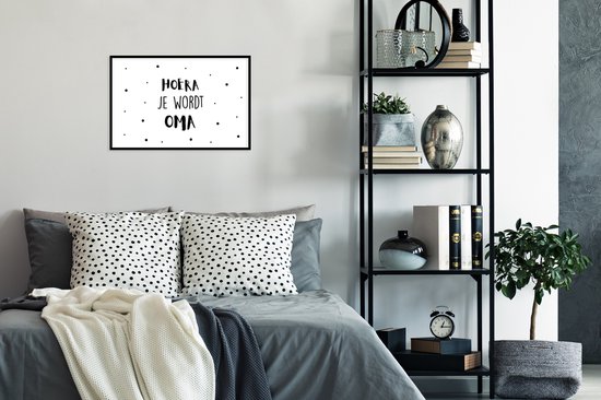 Cadre photo avec affiche - Enceinte - Citations - 'Hourra tu vas être grand-mère' - 60x40 cm - Cadre pour affiche