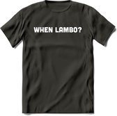 When Lambo? - Crypto T-Shirt Kleding Cadeau | Dames / Heren / Unisex | Bitcoin / Ethereum shirt | Grappig Verjaardag kado | BTC Tshirt Met Print | - Donker Grijs - 3XL