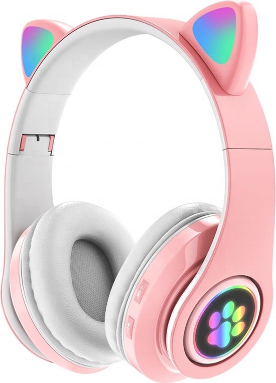 Mogi Products-Kinder Koptelefoon-Draadloze Hoofdtelefoon-Kids Headset-Over Ear-Bluetooth-Microfoon-Katten Oorjtes-Led Verlichting