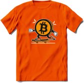 Skater Coin - Crypto T-Shirt Kleding Cadeau | Dames / Heren / Unisex | Bitcoin / Ethereum shirt | Grappig Verjaardag kado | BTC Tshirt Met Print | - Oranje - XL