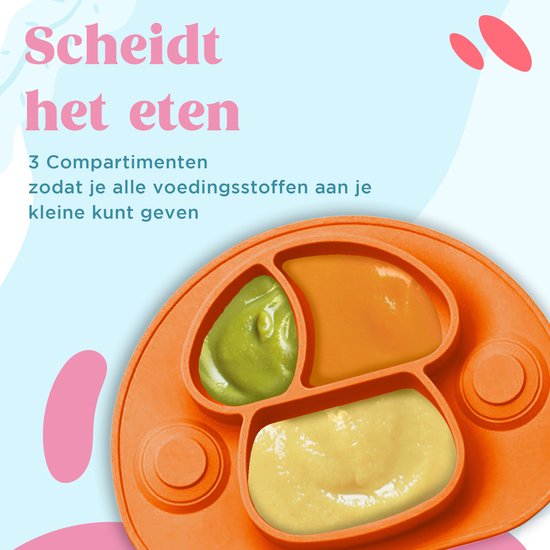 Nevi Kunststof Placemats - Kinderbestek Kinderservies Baby servies- Kinderbord - Placemat kinderen - Bord met zuignappen Oranje van Nevi — afbeelding 5