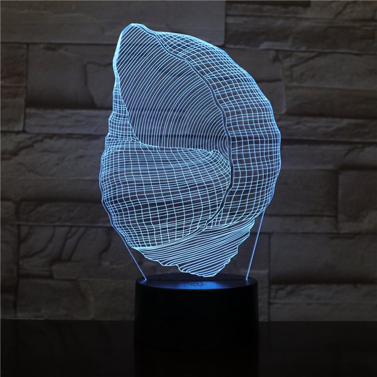 3D Led Lamp Met Gravering - RGB 7 Kleuren - Schelp
