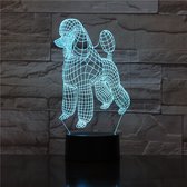 3D Led Lamp Met Gravering - RGB 7 Kleuren - Poedel